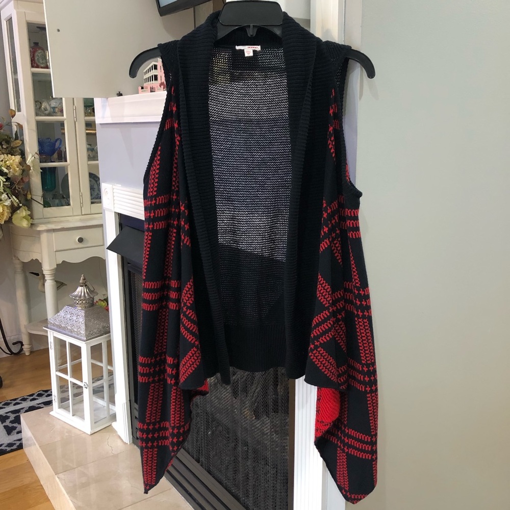 BONGO Plaid Knit Sweater Vest Cardigan Top